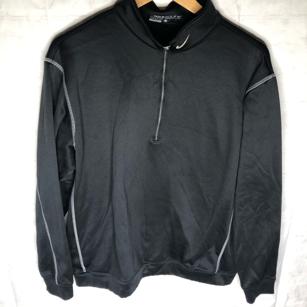 Nike Golf Mens Therma-Fit 1/4 Zip Pullover Sweatshirt Fleece Black Size L Large